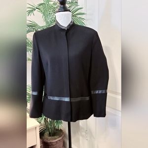 Wool with leather accents blazer